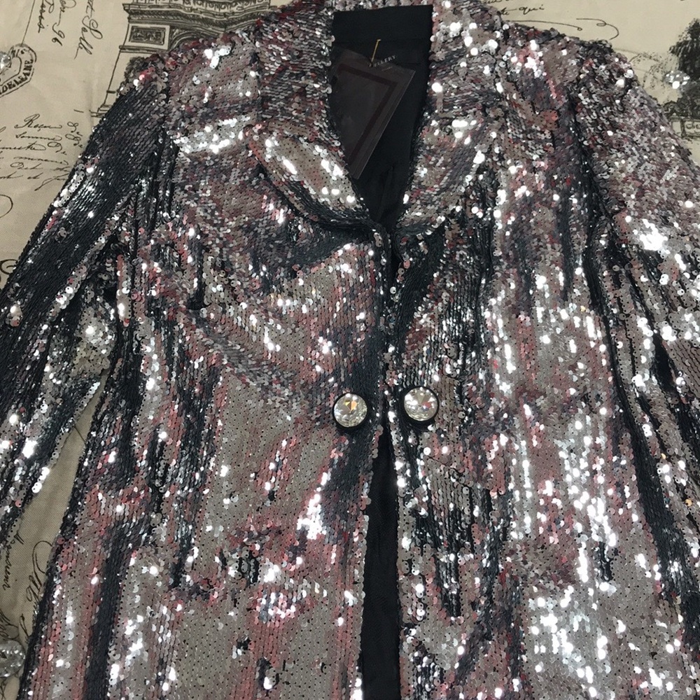 ELLERY SUGAR FOR MY HONEY SILVER SEQUIN BLAZER - Picture 7 of 13
